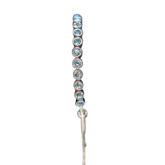 Light Blue Crystal Silver Tone Box Chain Adjustable Pull Bracelet - Picture 4 of 4